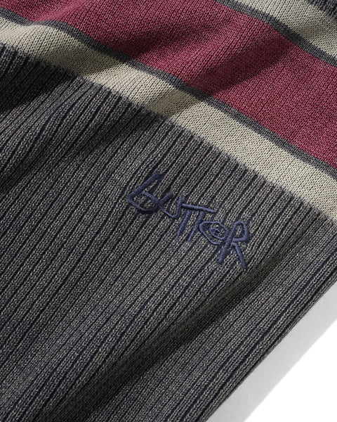 BUTTER Break Knit Sweater in washed navy, featuring a textured knit design and relaxed fit