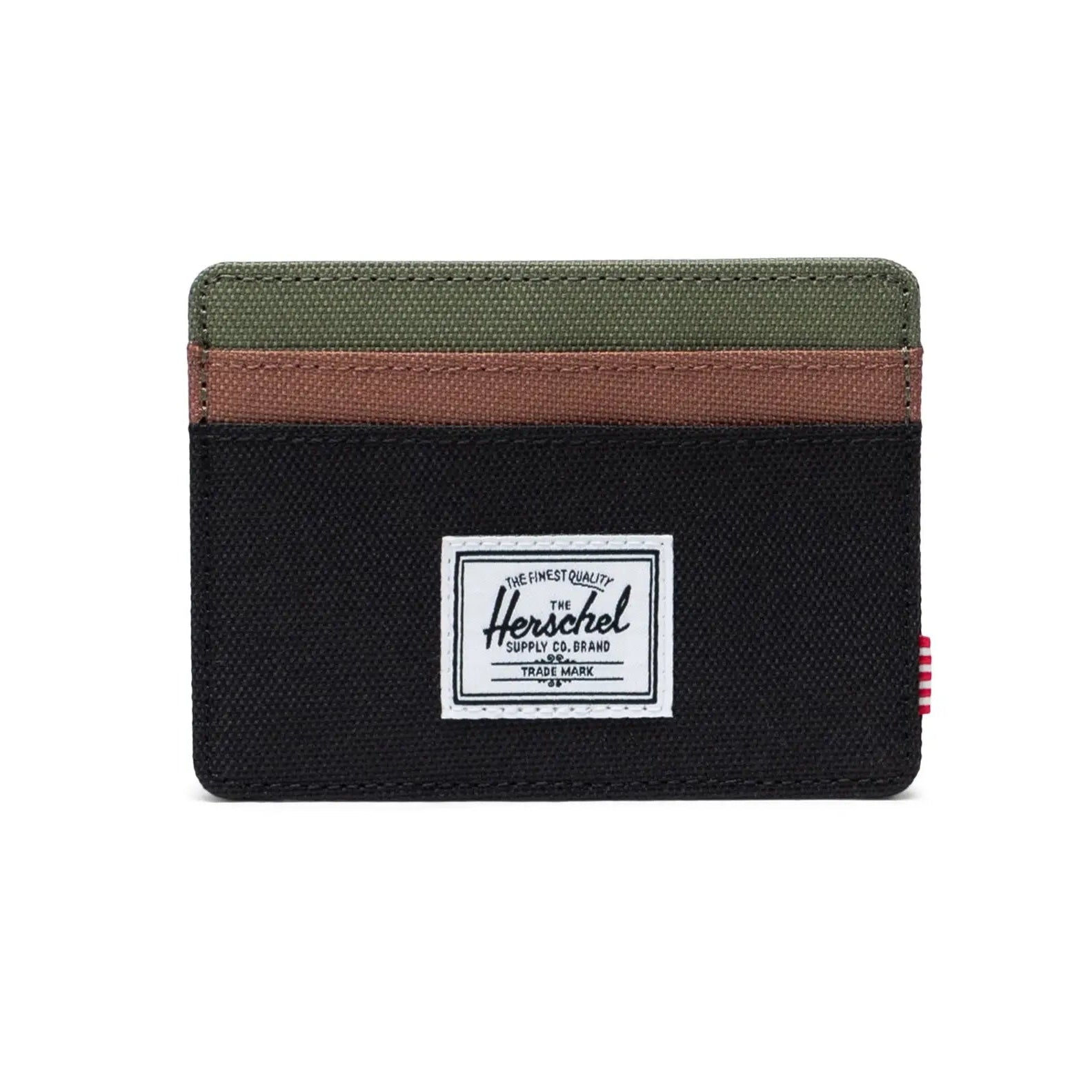 HERSCHEL CHARLIE CARDHOLDER BLACK/FOUR LEAF CLOVER/SADDLE BURN - The Drive Skateboard Shop