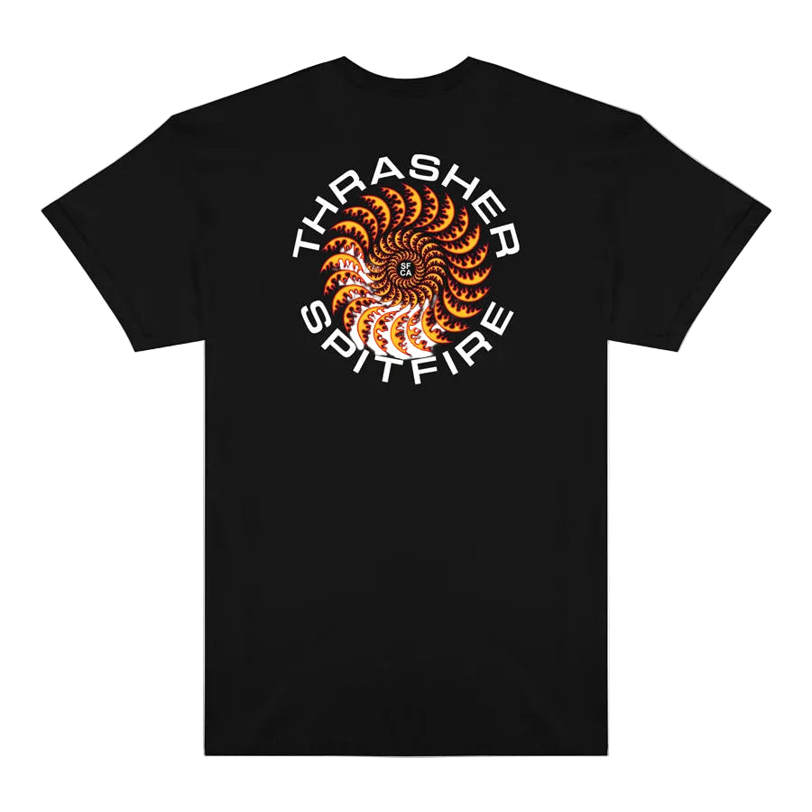 THRASHER X SPITFIRE CLASSIC SWIRL T-SHIRT BLACK