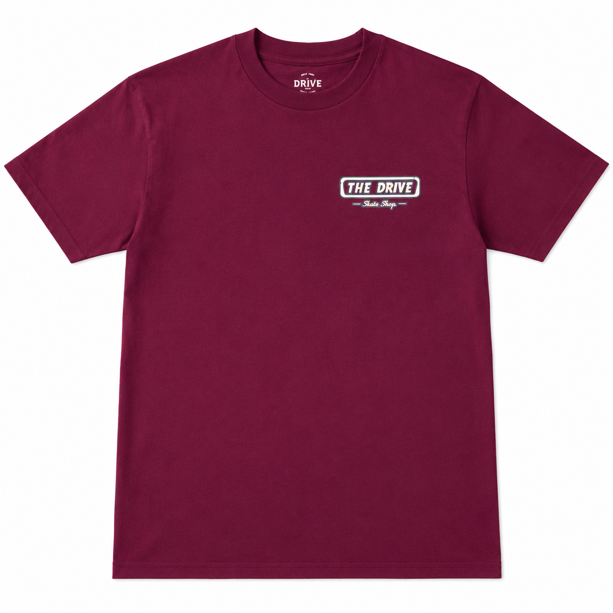 THE DRIVE SKATE SHOP LOGO T-SHIRT BURGUNDY/MULTI COLOUR