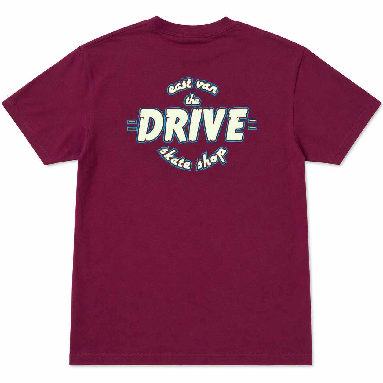 THE DRIVE SKATE SHOP LOGO T-SHIRT BURGUNDY/MULTI COLOUR