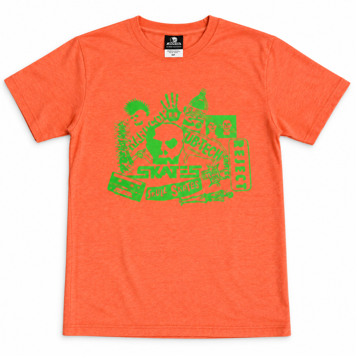 SKULL SKATES HEAVY SAFETY BULLOCKS T-SHIRT ORANGE