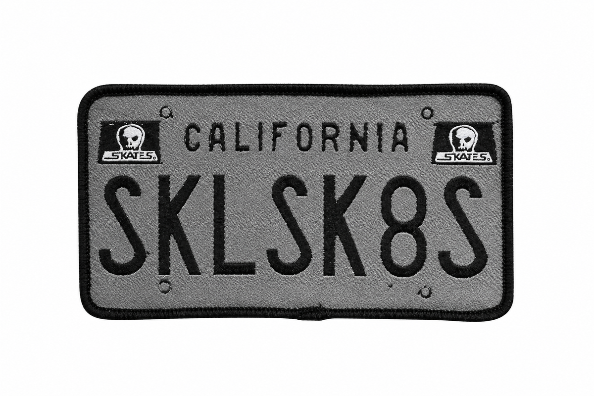 SKULL SKATES CALIFORNIA LICENSE PLATE 4" PATCH