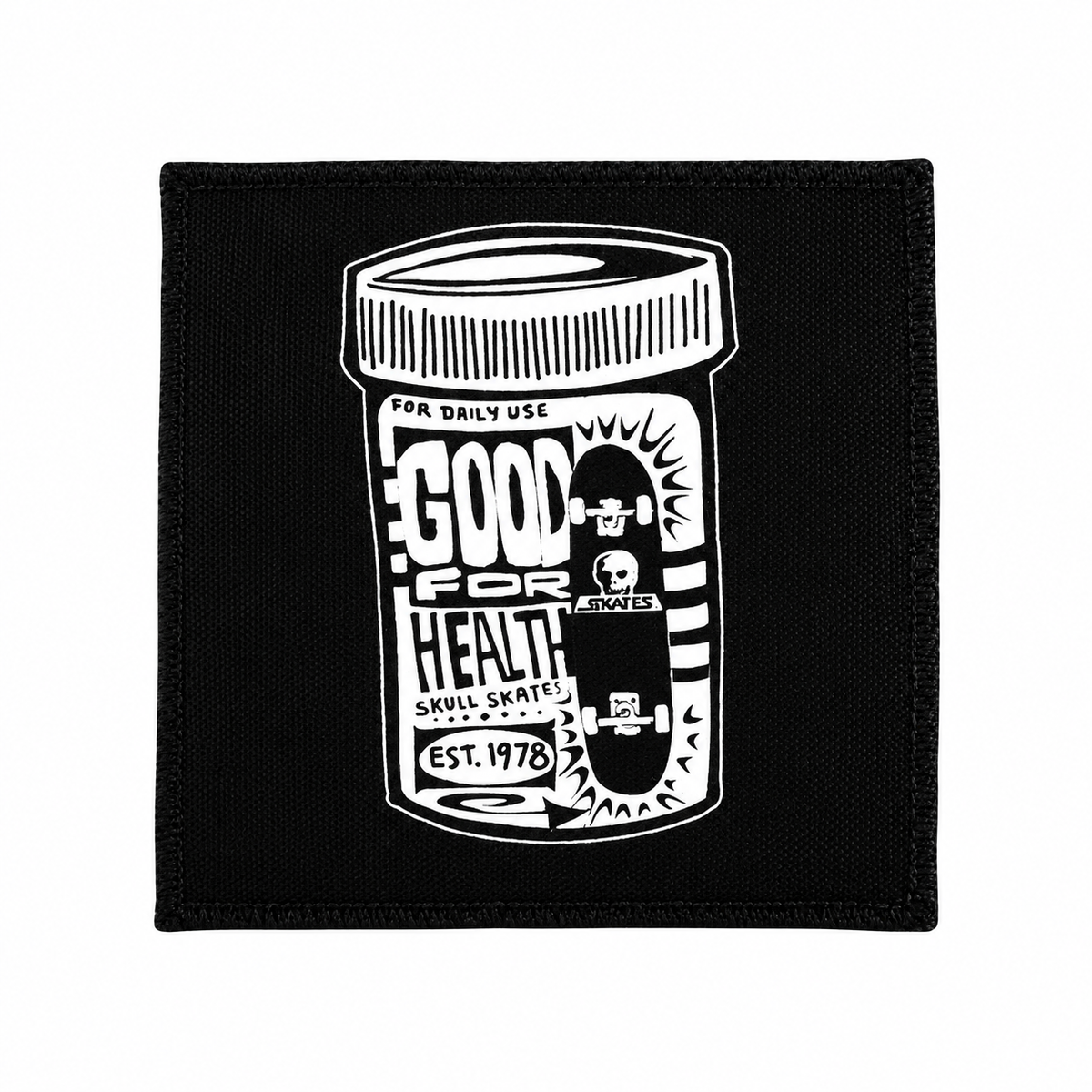 SKULL SKATES PILL BOTTLE 5" PUNK PATCH