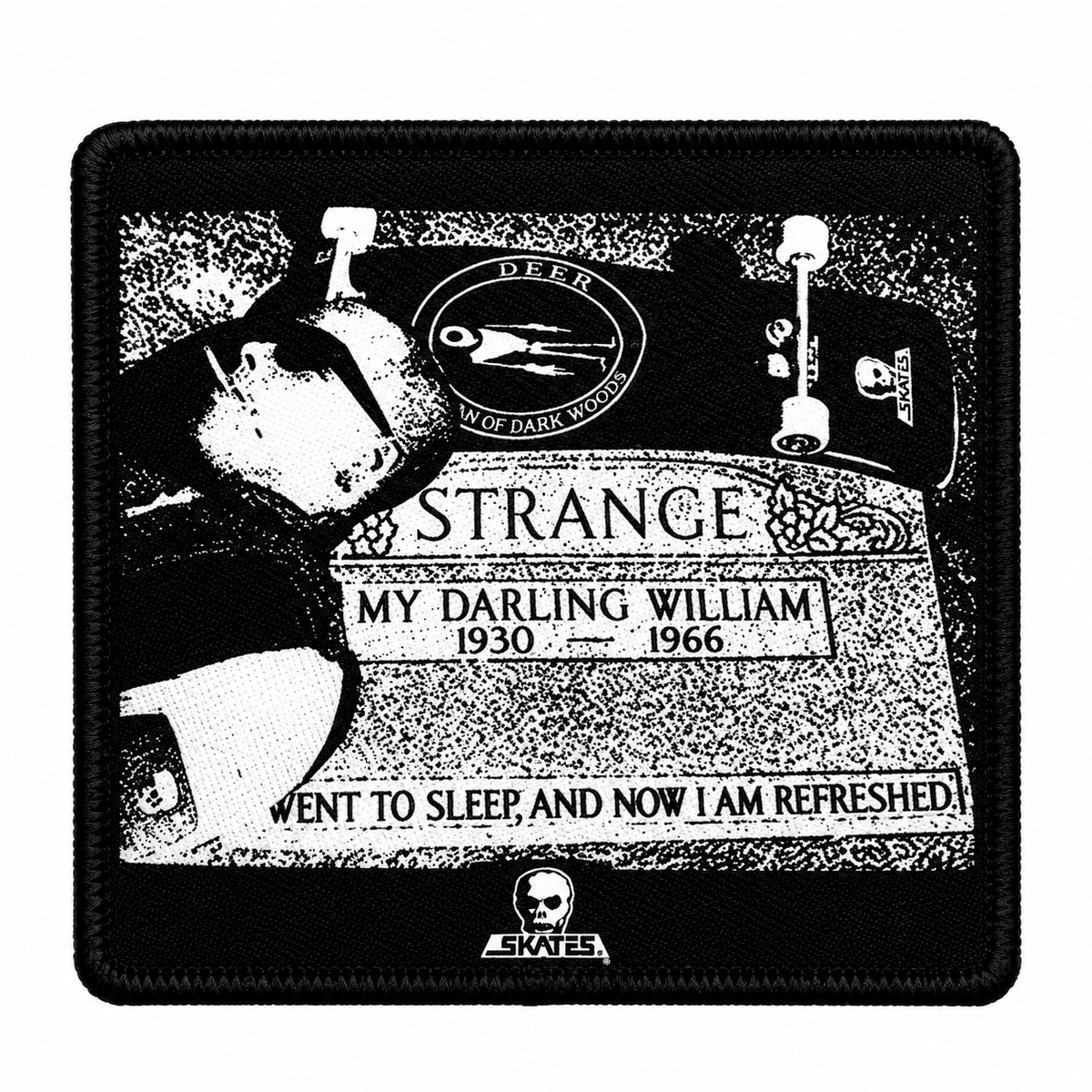 SKULL SKATES DUANE PETERS STRANGE WOVEN 3" PATCH