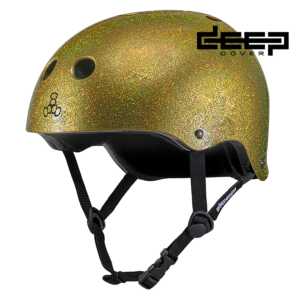 TRIPLE 8 DEEP COVER HELMET GOLD GLITTER - The Drive Skateboard Shop