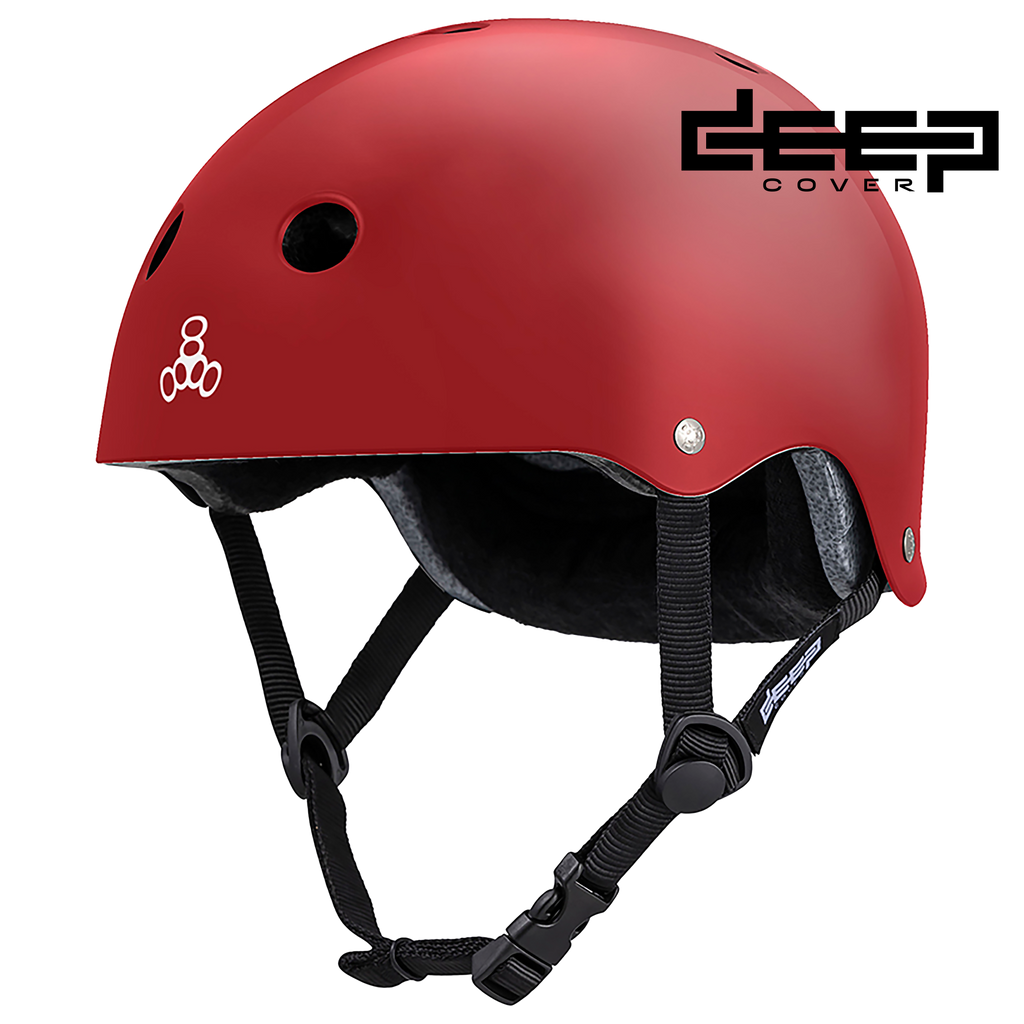 TRIPLE 8 DEEP COVER HELMET RED GLOSSY - The Drive Skateboard Shop