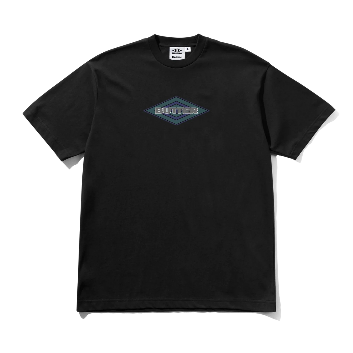 Black Butter Diamond Logo T-Shirt featuring a bold diamond logo graphic on the front