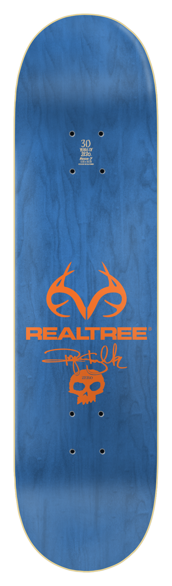 Zero skateboard deck, 8.25-inch Zero Deck Sheckler Real Tree Eagle graphic, featuring detailed eagle design on the deck surface.