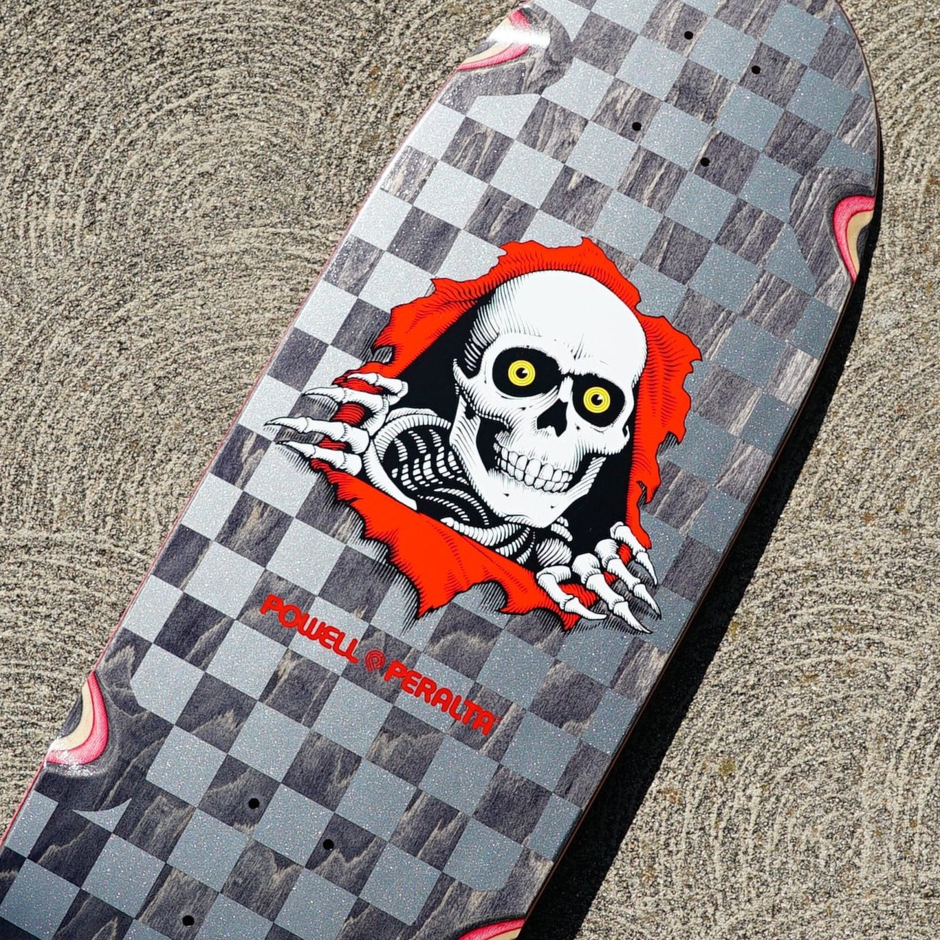 POWELL PERALTA DECK OG RIPPER CHECKERED SILVER/BLACK STAIN (10") - The Drive Skateshop