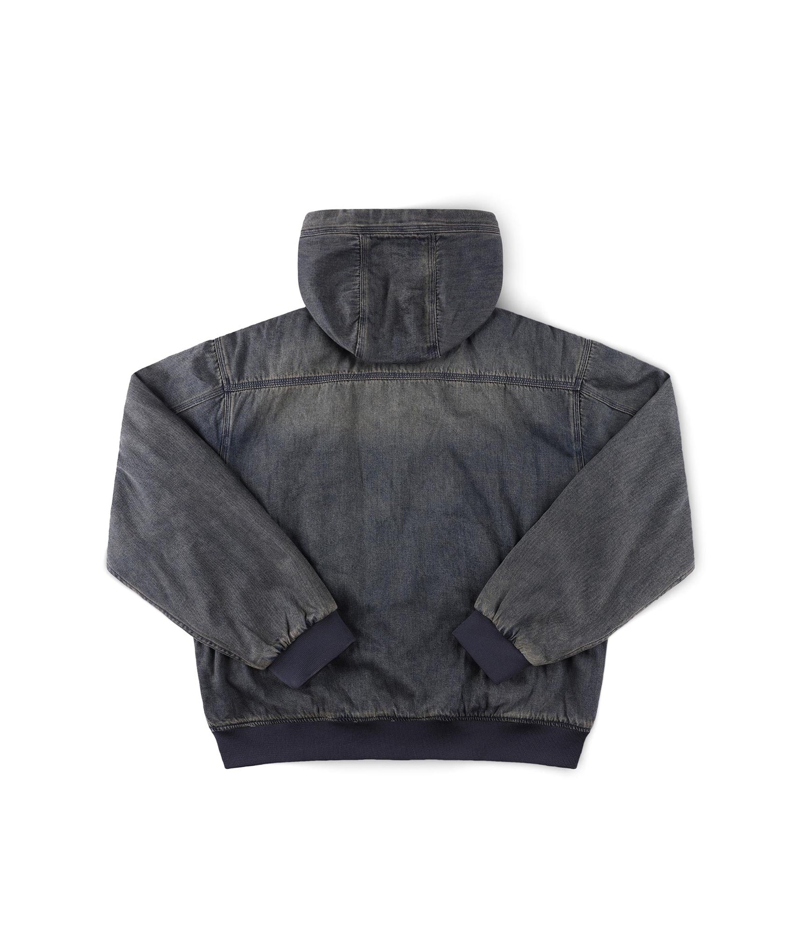 FORMER ENIGMA HOODED DENIM JACKET DARK BLUE
