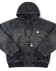 FORMER ENIGMA HOODED DENIM JACKET DARK BLUE