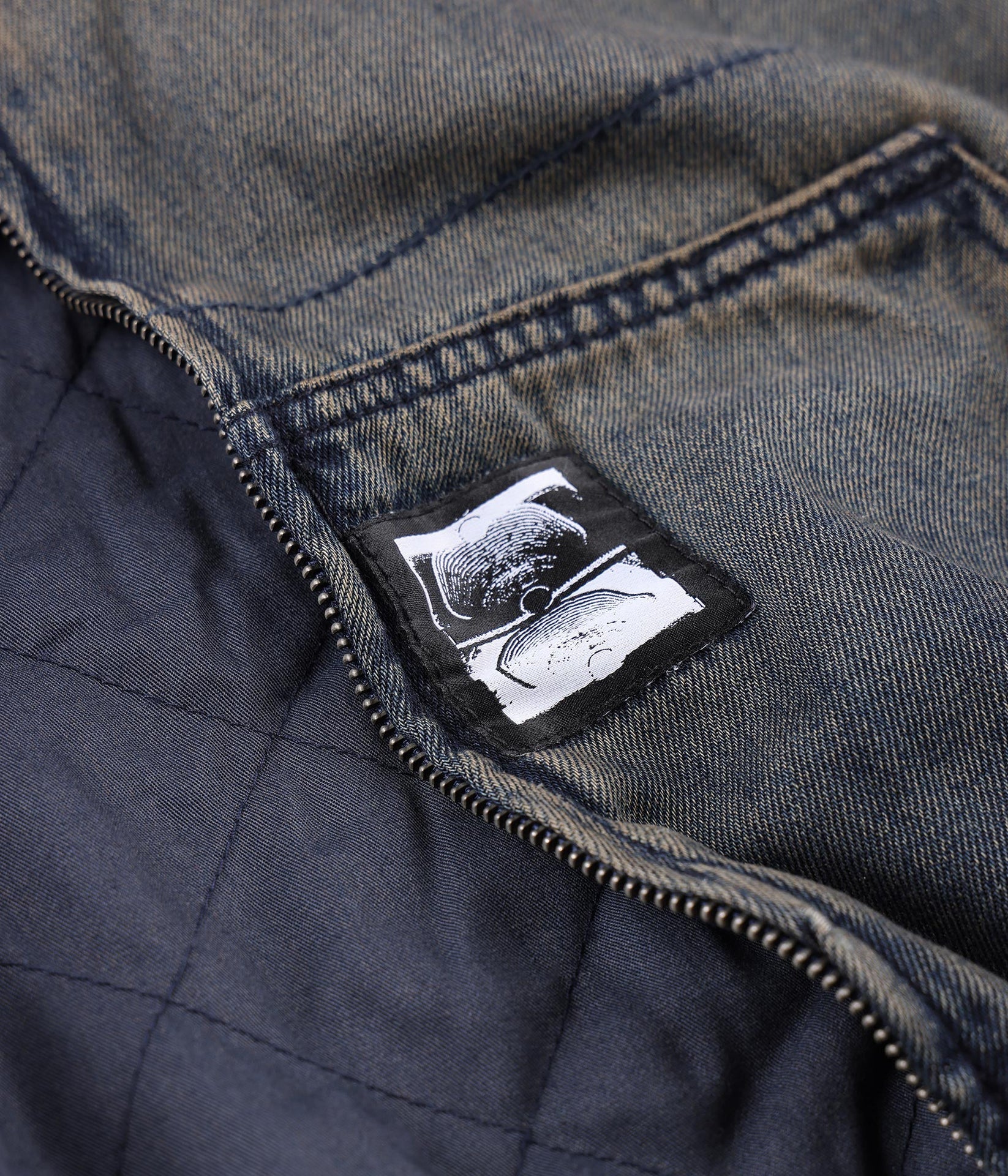FORMER ENIGMA HOODED DENIM JACKET DARK BLUE