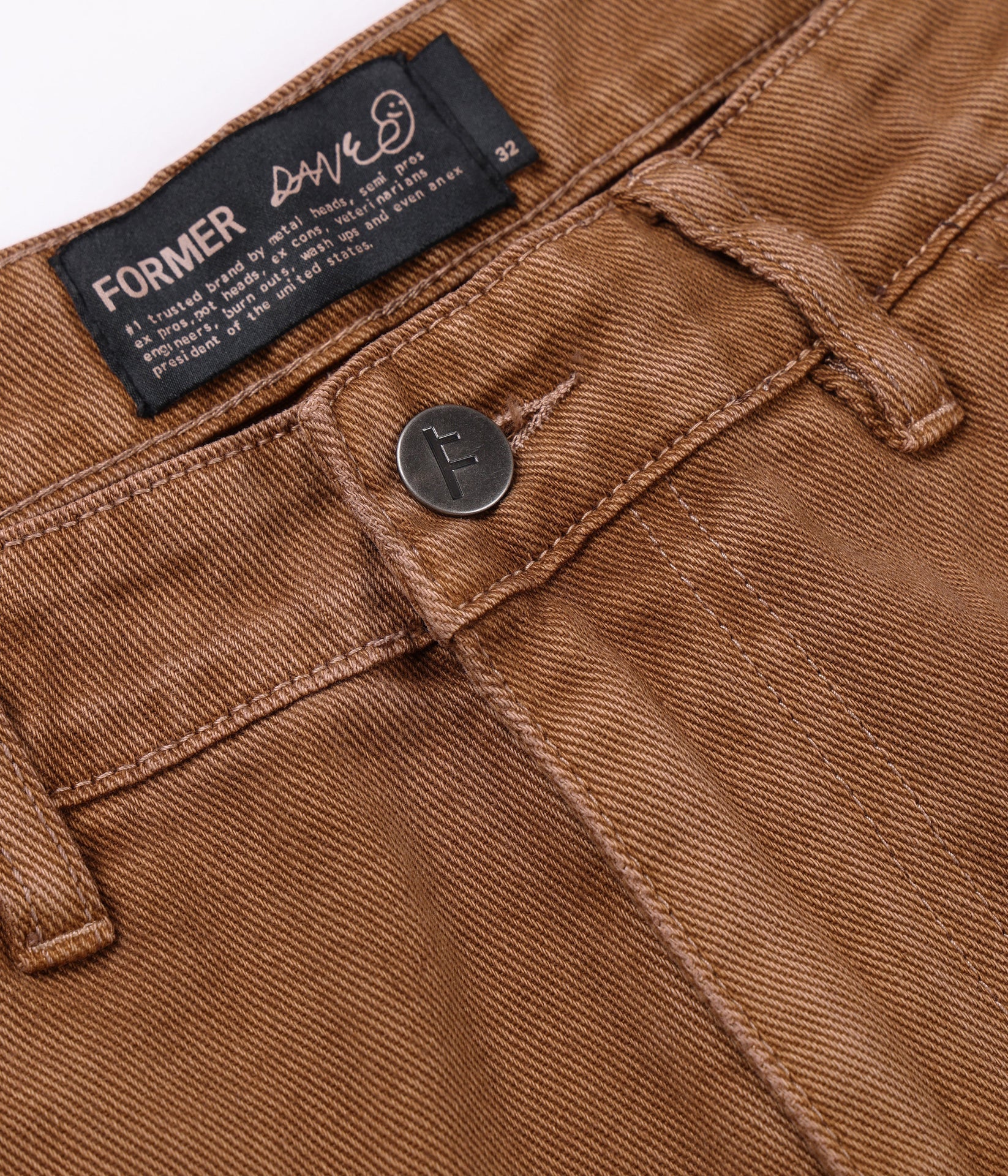 FORMER REYNOLDS OVERDYE DENIM PANT WASHED BROWN