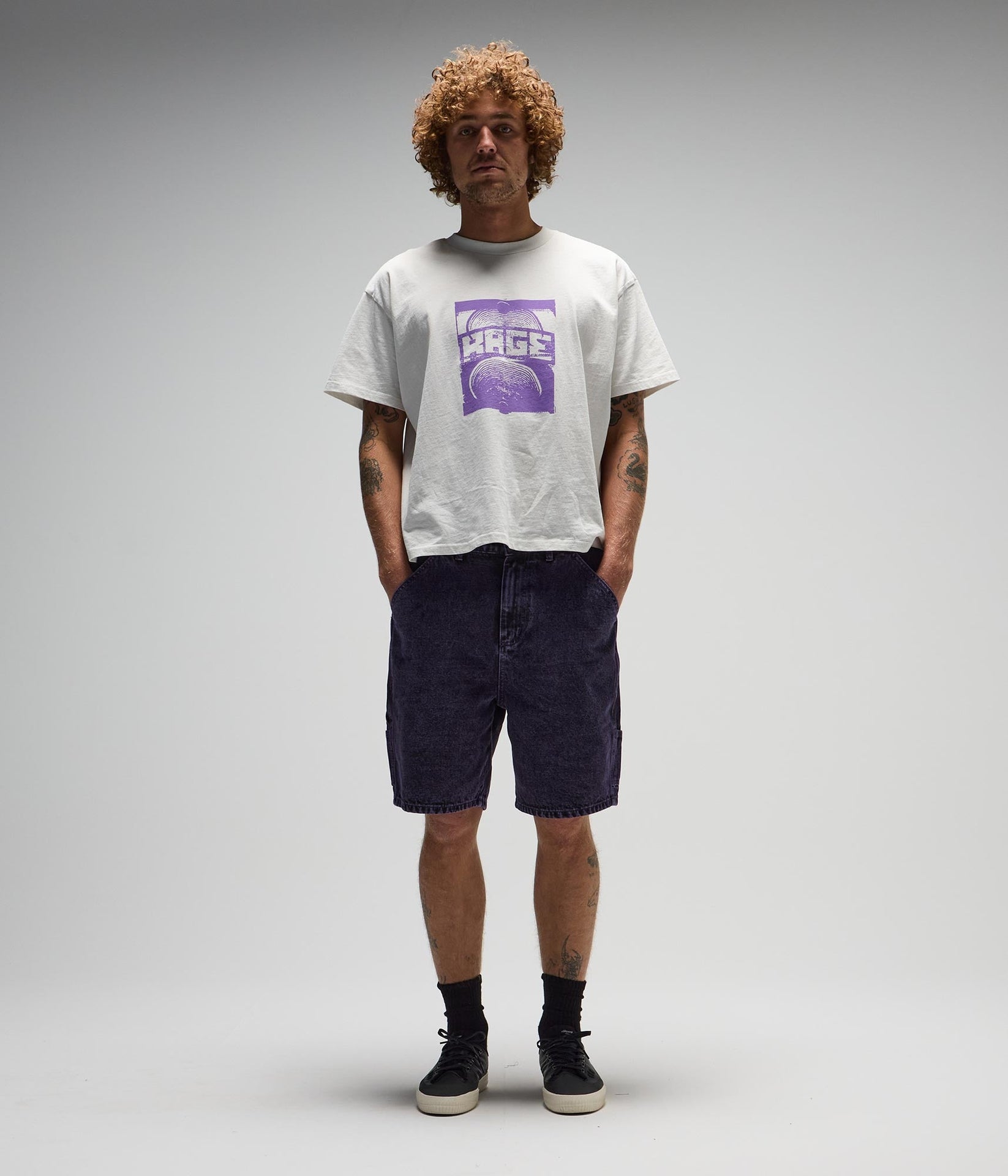FORMER DISTEND DENIM WALKSHORTS WASHED PURPLE