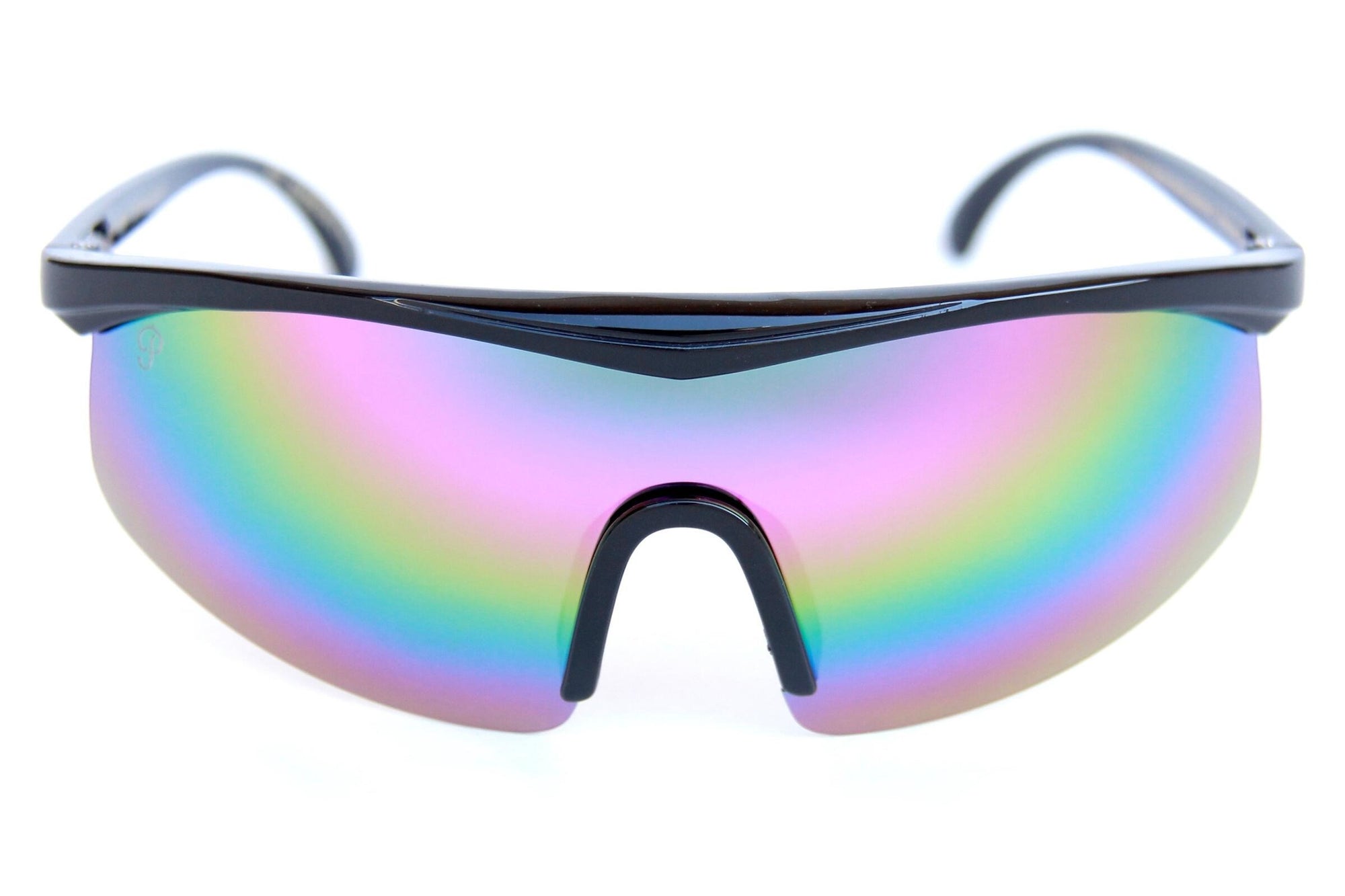 HAPPY HOUR SUNGLASSES FIREBIRDS GLOSS BLACK RAINBOW MIRROR - POLARIZED