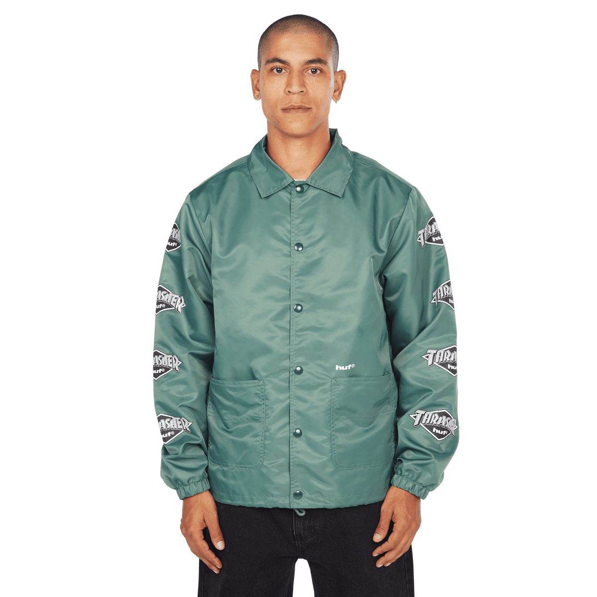 HUF X THRASHER LOGO JACKET FOREST GREEN