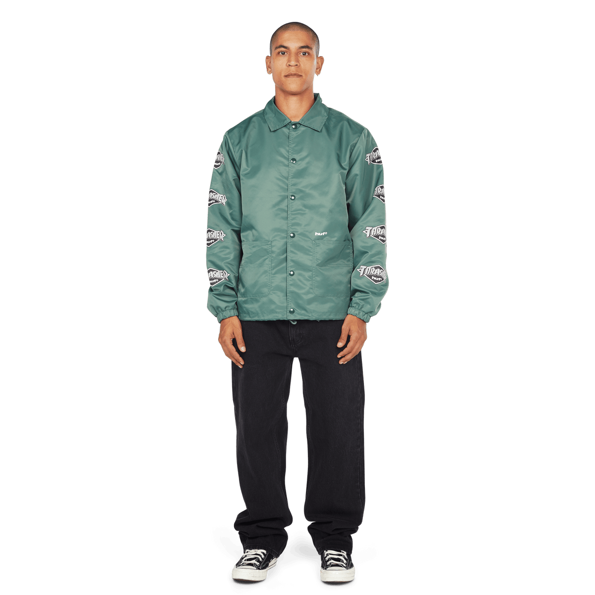 HUF X THRASHER LOGO JACKET FOREST GREEN