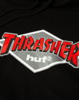 HUF X THRASHER LOGO PULLOVER HOODY BLACK