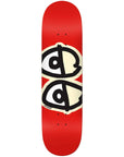 KROOKED Deck Team Eyes Red skateboard deck 8.38 inches with eye graphic design, featuring bold red accents and natural wood finish.