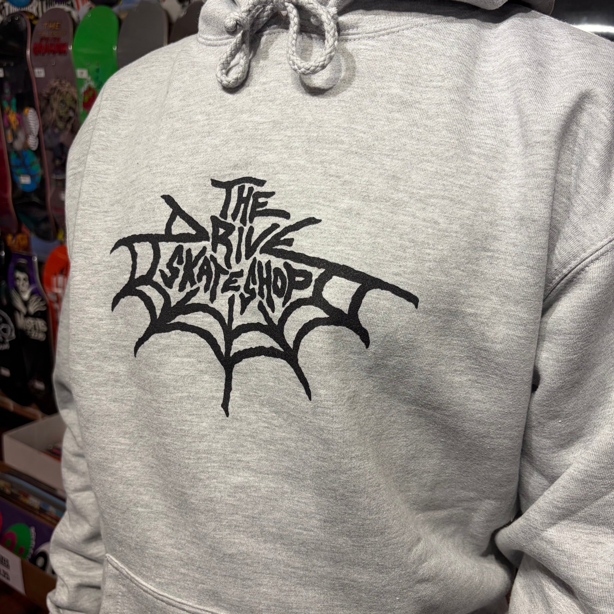THE DRIVE SKATE SHOP WEB HOODY GREY