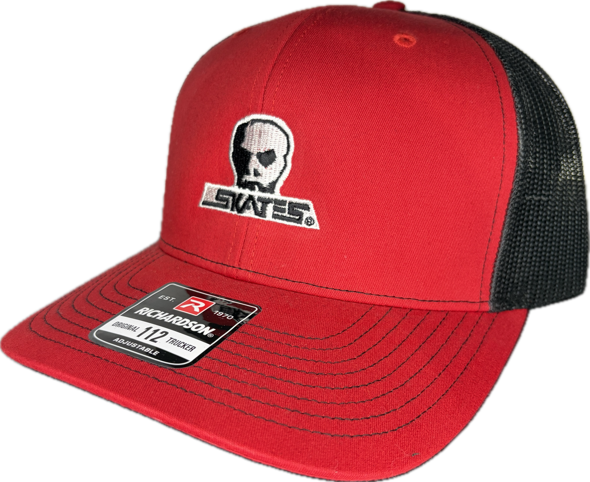 SKULL SKATES LOGO CURVED BRIM MESH SNAPBACK RED/BLACK