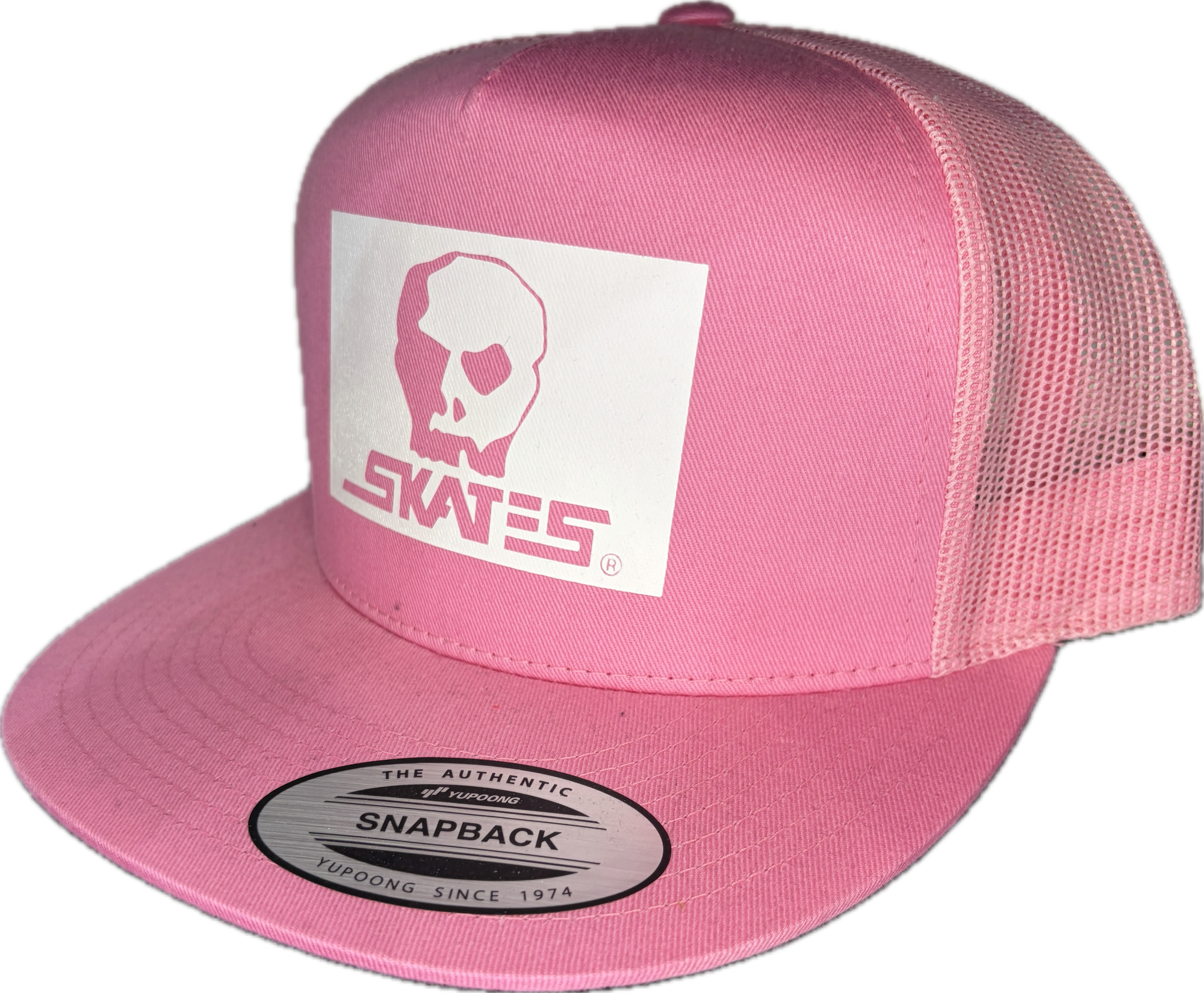 SKULL SKATES HORSE BOX LOGO YUPOONG MESH SNAPBACK PINK
