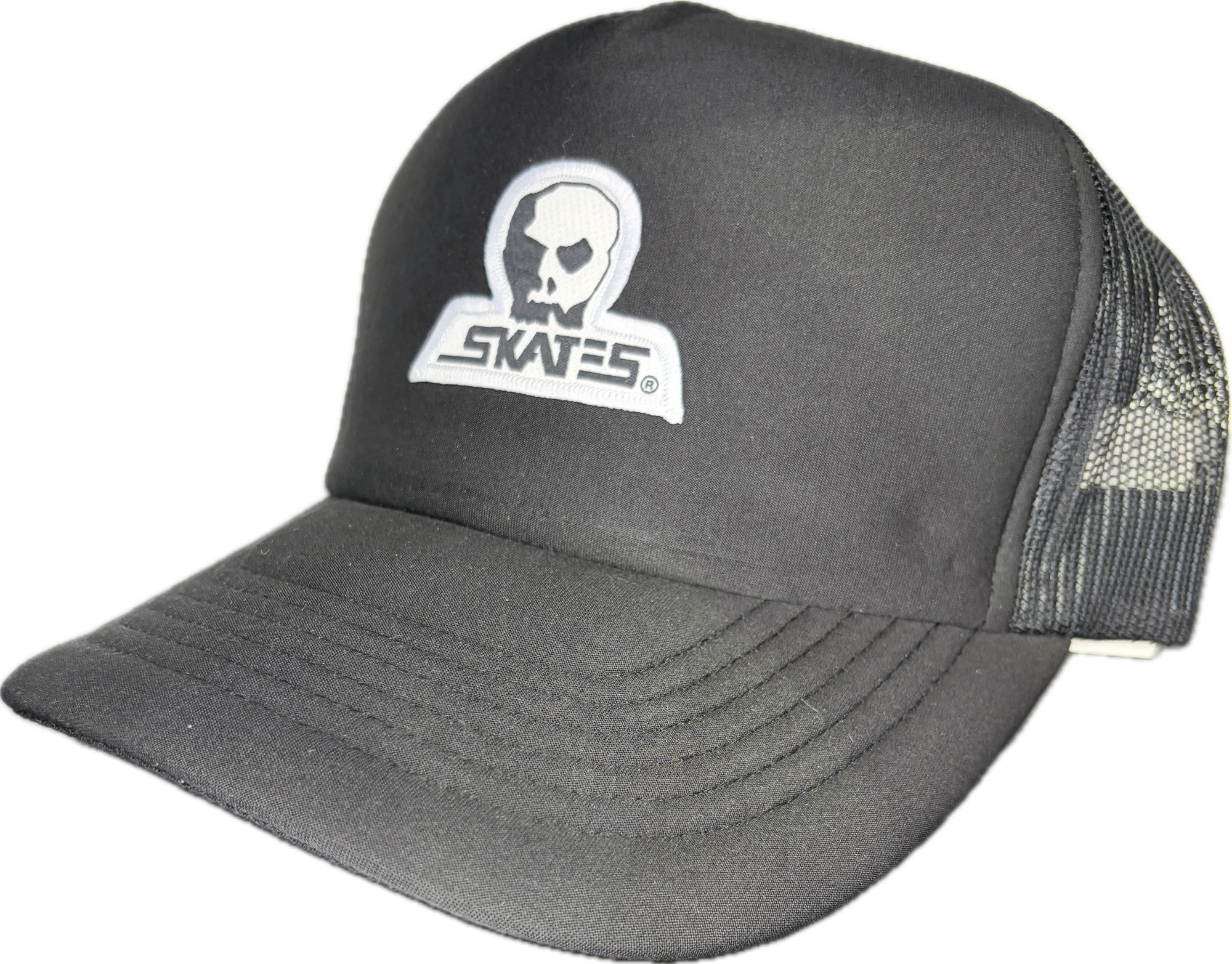 SKULL SKATES DIECUT LOGO FOAM MESH SNAPBACK BLACK