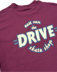 THE DRIVE SKATE SHOP LOGO T-SHIRT BURGUNDY/MULTI COLOUR