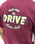THE DRIVE SKATE SHOP LOGO T-SHIRT BURGUNDY/MULTI COLOUR
