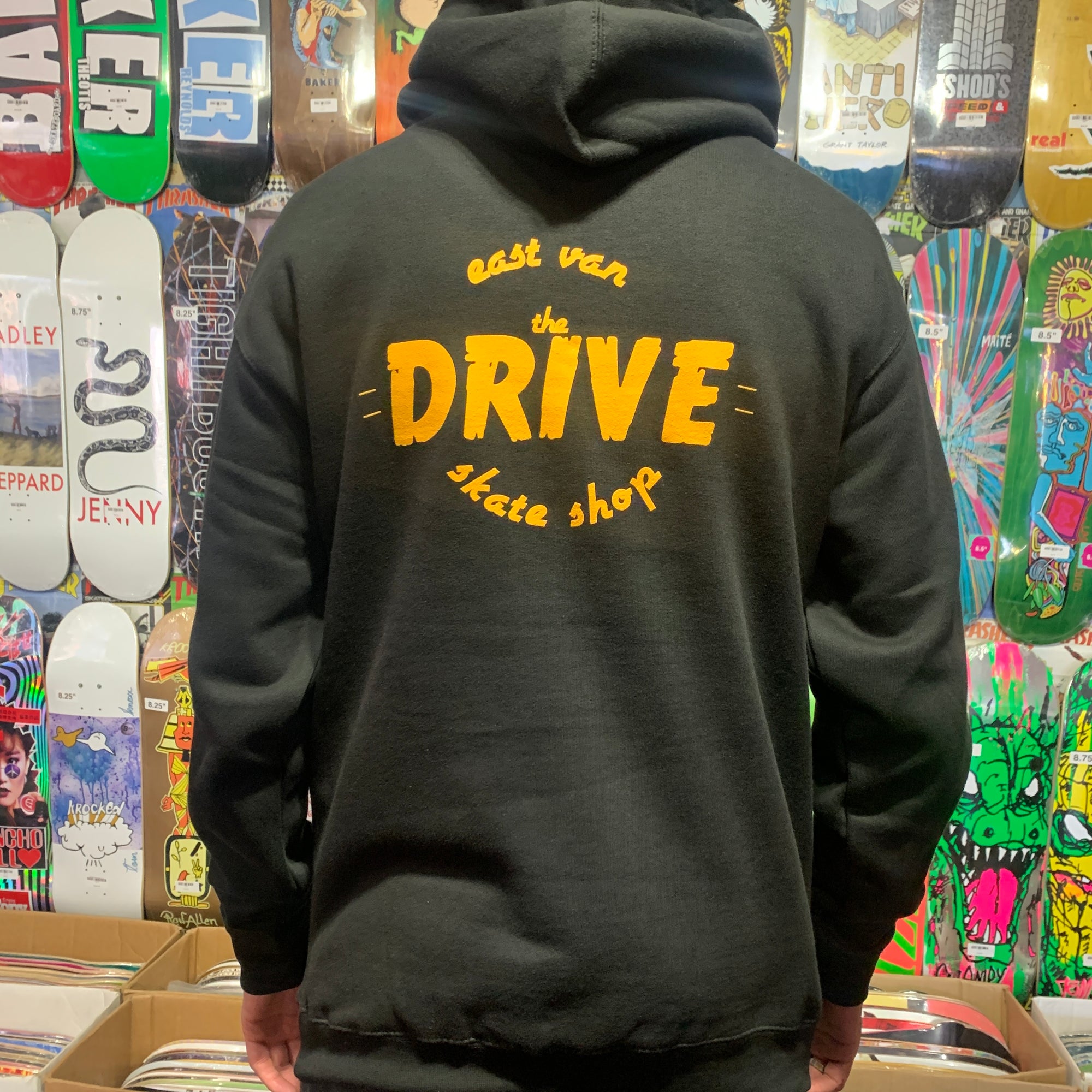 THE DRIVE SKATE SHOP LOGO HOODIE BLACK/GOLD - The Drive Skateshop