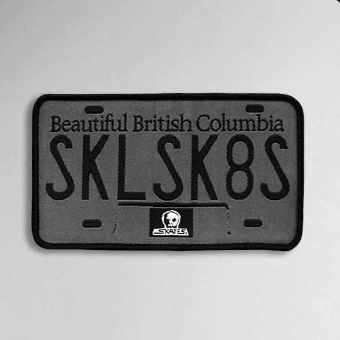 SKULL SKATES BC LICENSE PLATE WOVEN PATCH MEDIUM - The Drive Skateboard Shop