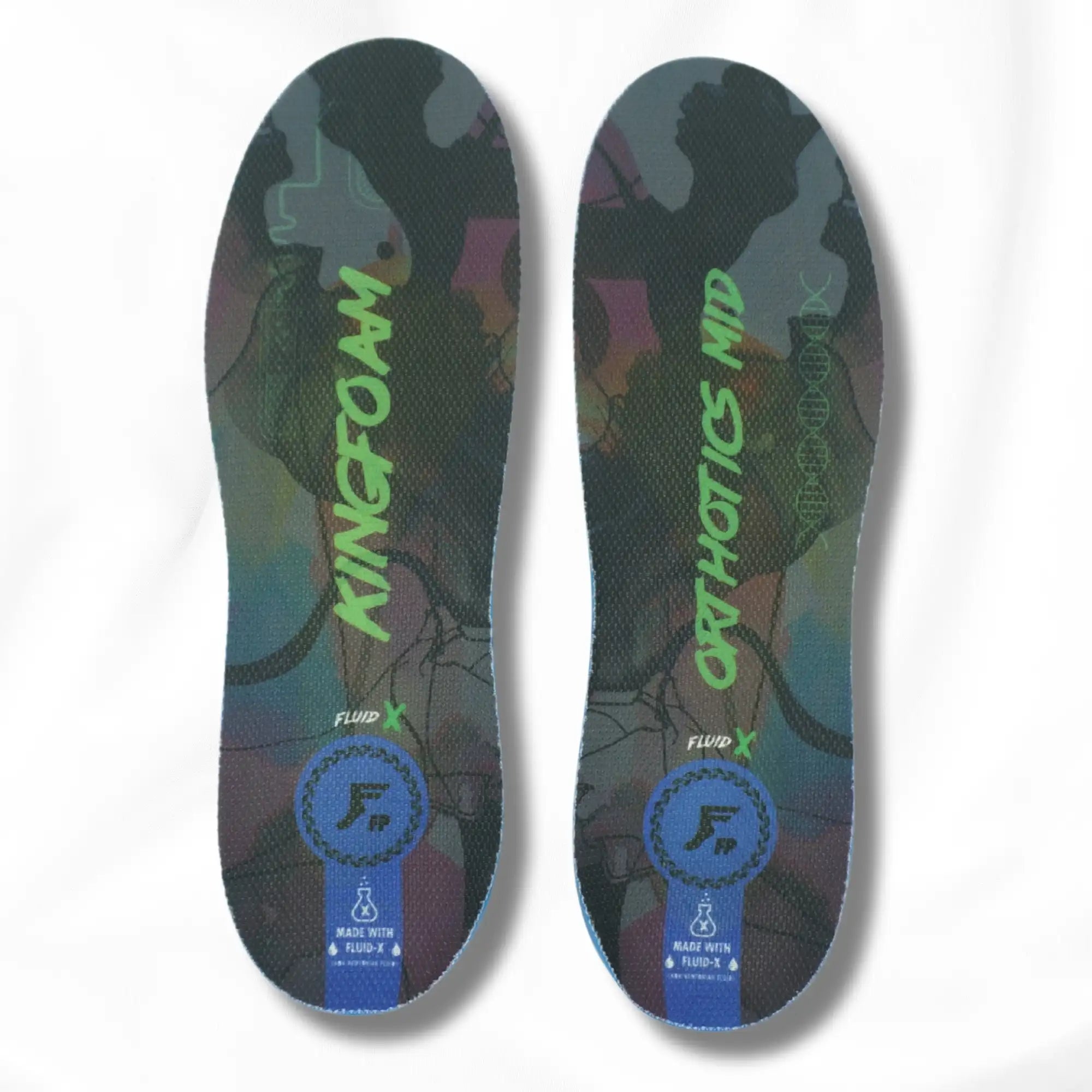 FP INSOLES KINGFOAM ORTHOTICS FLUIDX BLACK/CAMO/GREEN - The Drive Skateboard Shop