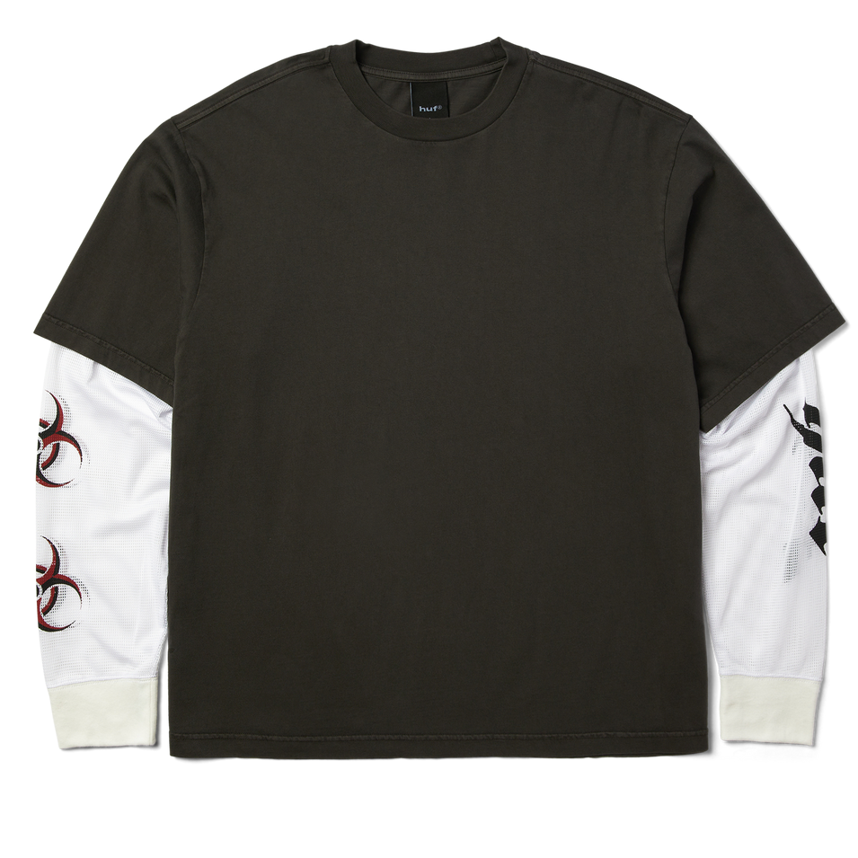 HUF LEON LS DOUBLE LAYER TOP VINTAGE BLACK