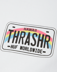 HUF X THRASHER LICENSE PLATE T-SHIRT WHITE