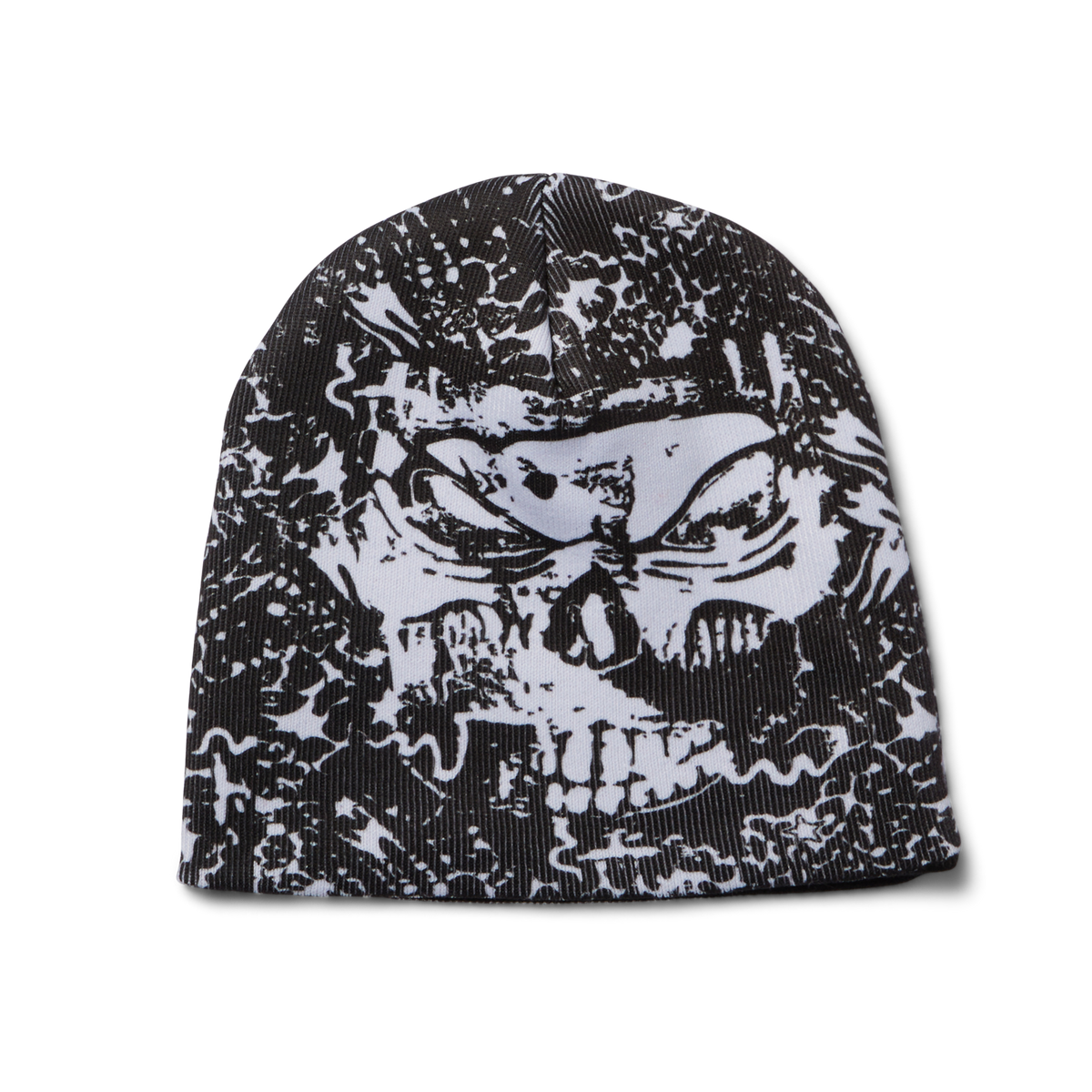 HUF MIA Skull black beanie with skull design and embroidered logo view