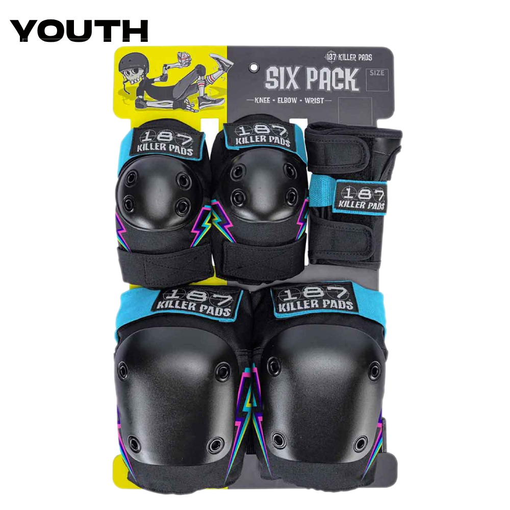 187 KILLER PADS JUNIOR SIX PACK ELECTRIC BOLT - The Drive Skateboard Shop