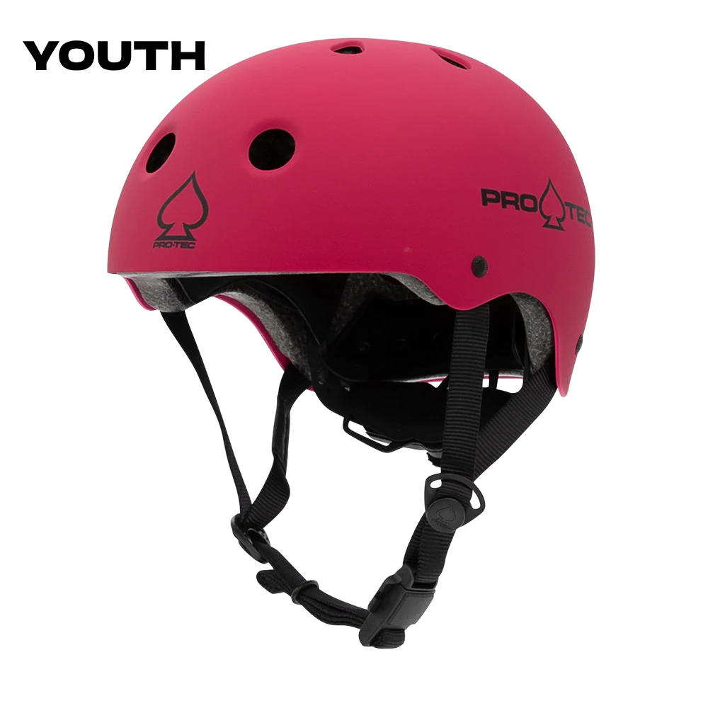 PRO-TEC JUNIOR CLASSIC CERTIFIED HELMET MATTE PINK - The Drive Skateboard Shop