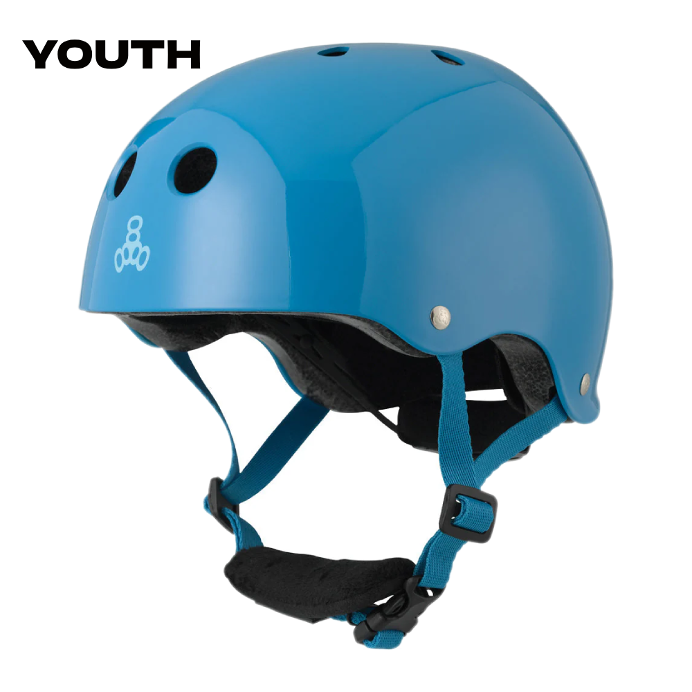 TRIPLE 8 JUNIOR LIL 8 DUAL CERTIFIED HELMET EPS BLUE GLOSS - The Drive Skateboard Shop
