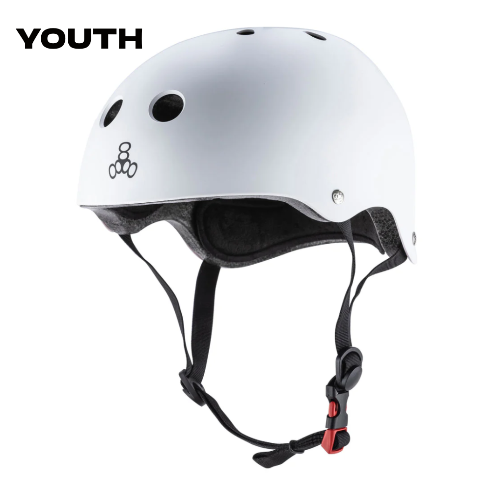 TRIPLE 8 YOUTH LIL 8 DUAL CERTIFIED HELMET W/EPS WHITE GLOSS - The Drive Skateboard Shop