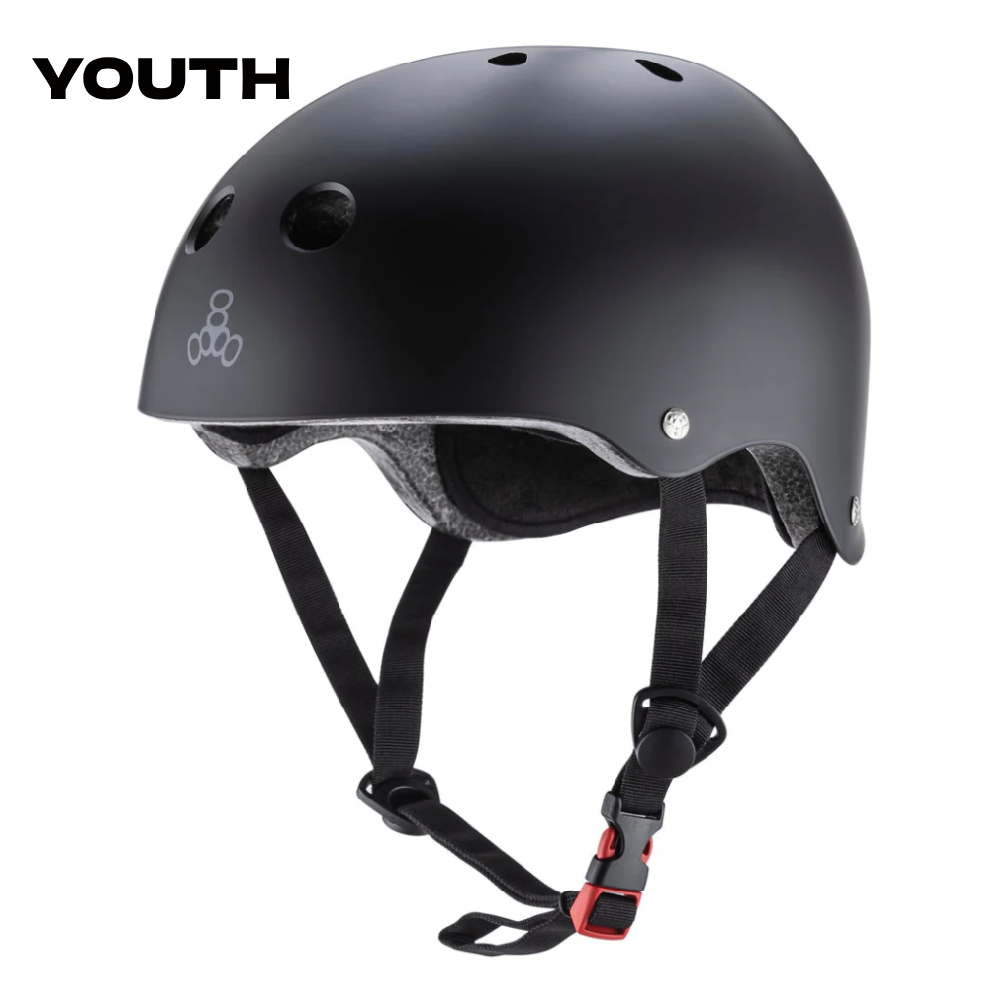 TRIPLE 8 YOUTH LIL 8 DUAL CERTIFIED HELMET W/EPS BLACK MATTE - The Drive Skateboard Shop