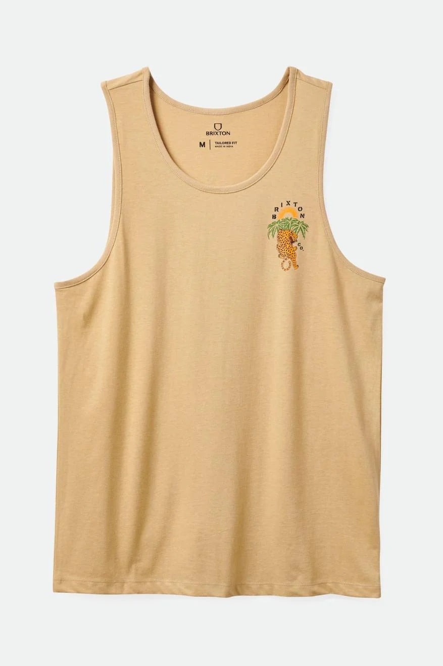 BRIXTON PALM JAGUAR TANK TOP OAT MILK - The Drive Skateshop