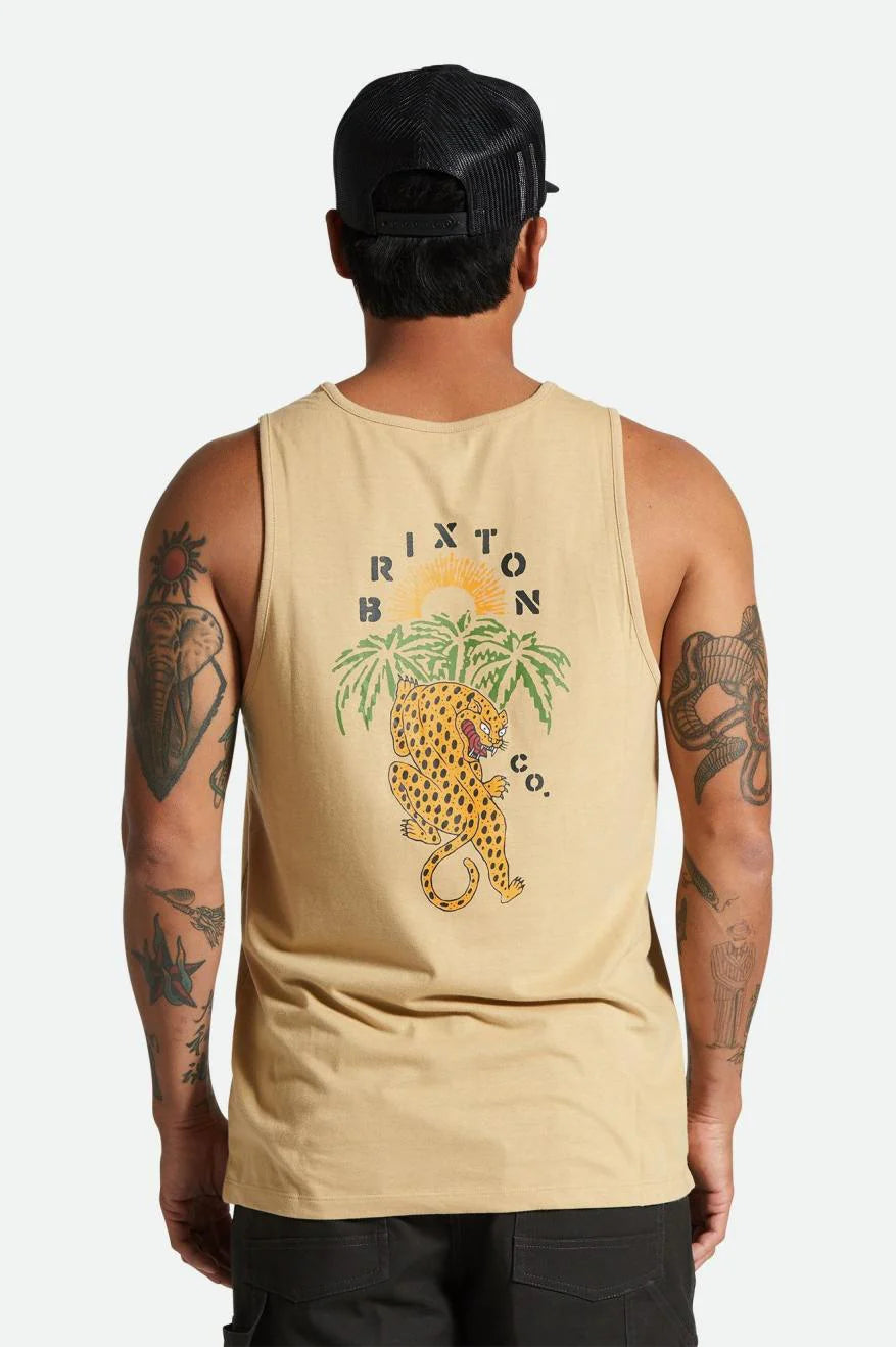 BRIXTON PALM JAGUAR TANK TOP OAT MILK - The Drive Skateshop