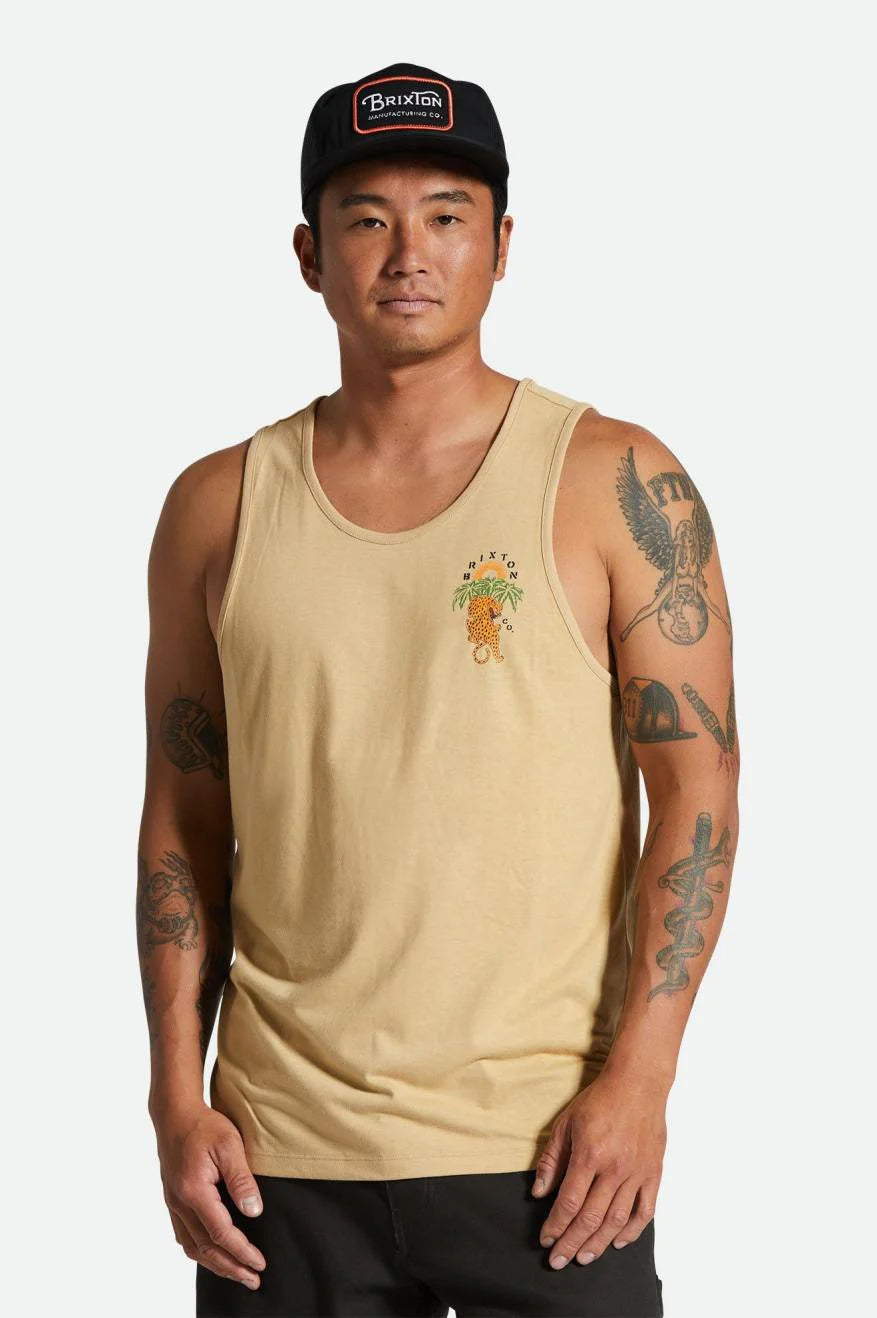 BRIXTON PALM JAGUAR TANK TOP OAT MILK - The Drive Skateshop