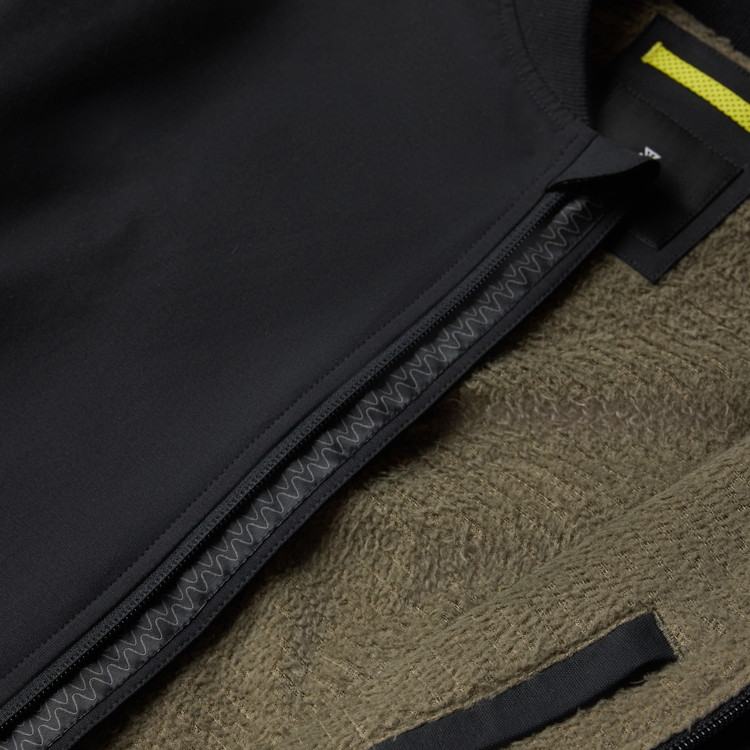 Roark Layover Bomber black jacket with zip front and ribbed trim