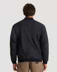 Roark Layover Bomber black jacket with ribbed collar and zip front