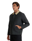 Roark Open Roads waxed canvas jacket in onyx black, front view