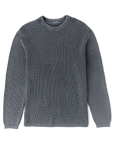Roark Made to Fade sweater in onyx black, front view with crew neck and long sleeves