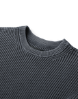 Roark Made to Fade Sweater in Onyx, black knit sweater front view