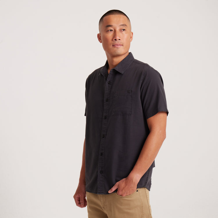 ROARK MADE TO FADE SS WOVEN WASHED CHARCOAL